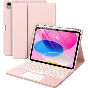 Harvopu iPad 11th 10th Gen Keyboard Case Trackpad Backlit Detachable Pink